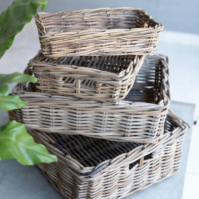 Rattan Rectangle Tray | 6" H