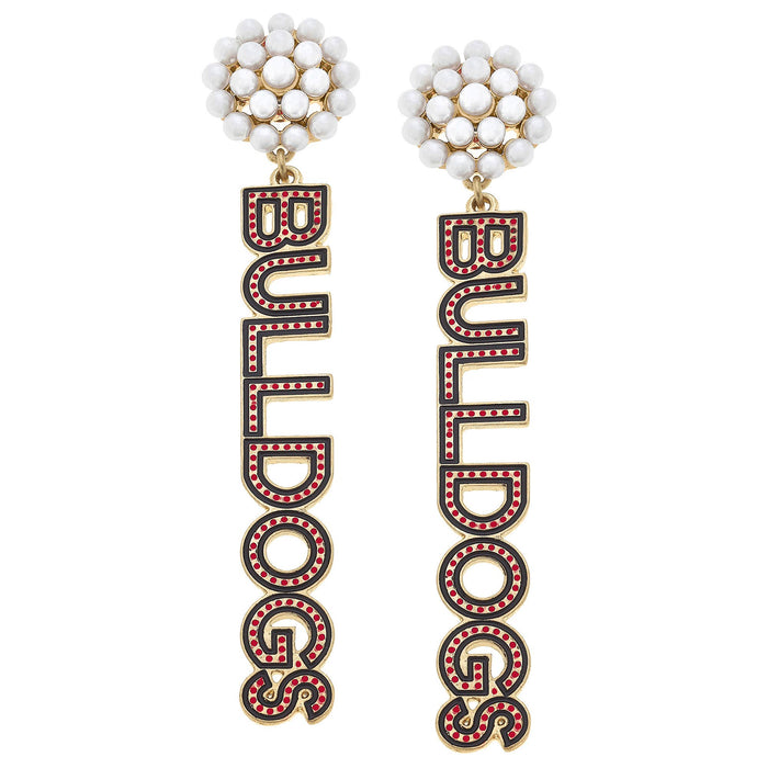 Georgia Bulldogs Pearl Cluster Dotted Enamel Drop Earrings