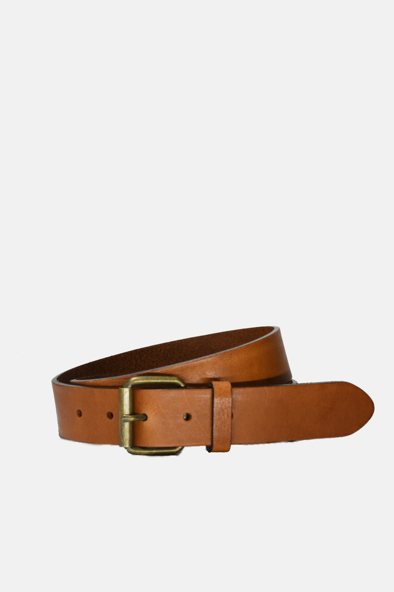 Tan Leather with Brass Buckle Belt: Small