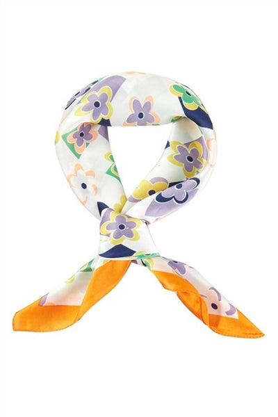 Checkered Floral Print Bandana: Yellow