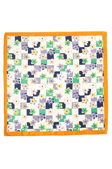 Checkered Floral Print Bandana: Yellow