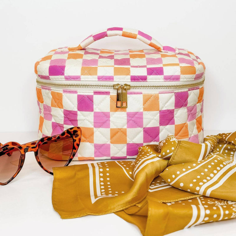 Checkered Pattern Bags, Backpack, Duffle, Cosmetic Bag: Cosmetic Bag