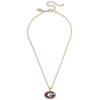 Georgia Bulldogs Enamel Pendant Necklace in Black/Red