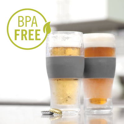 Beer FREEZE™ Cooling Cups w/ Cooling Gel - Black - Set of 2