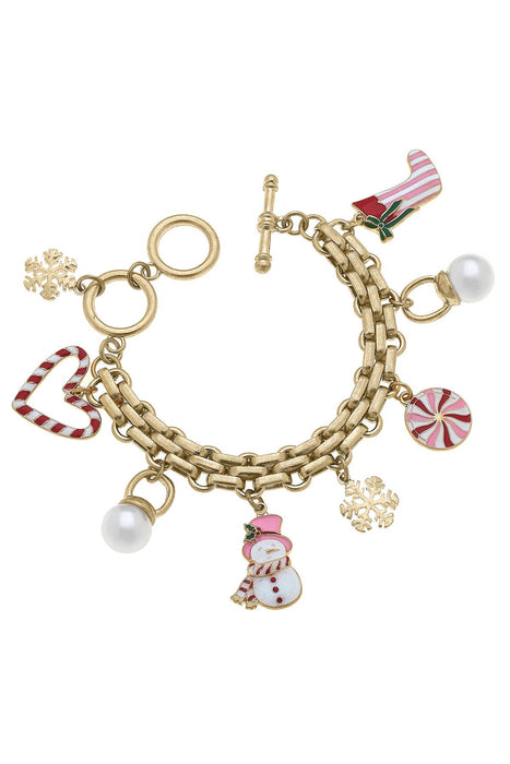 Candy Cane Forest Enamel Charm Bracelet