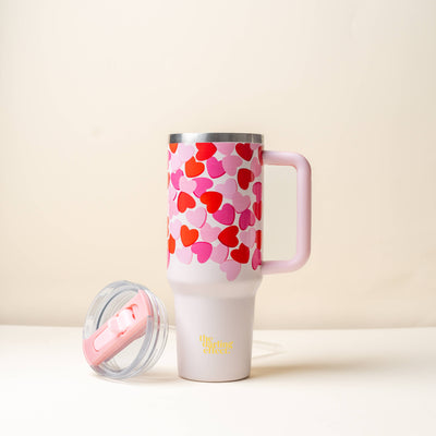 40 oz Lifestyle Flip Straw Tumbler-Blushing Hearts