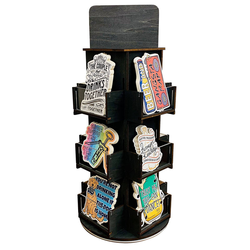 Rotating Display Stand for Stickers, Decals and Small Cards: Ebony