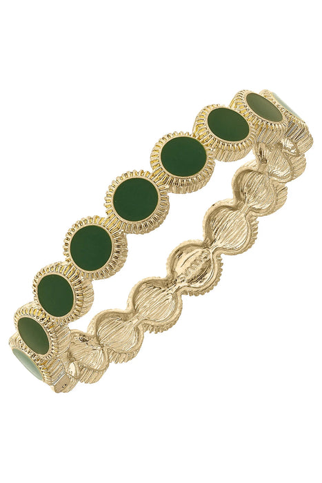 Green | Bianca Enamel Disc Hinge Bangle