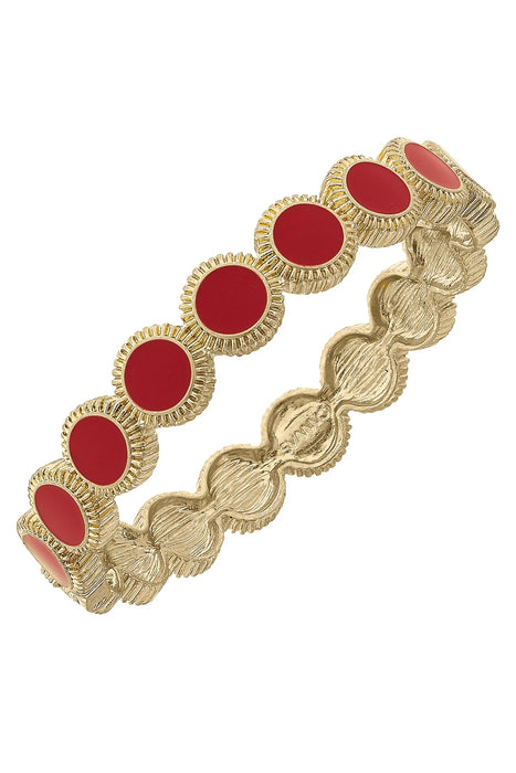 Red | Bianca Enamel Disc Hinge Bangle