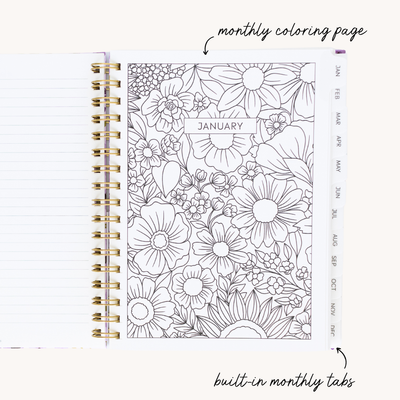 Pressed Floral 2025 Yearly Planner: 7x9