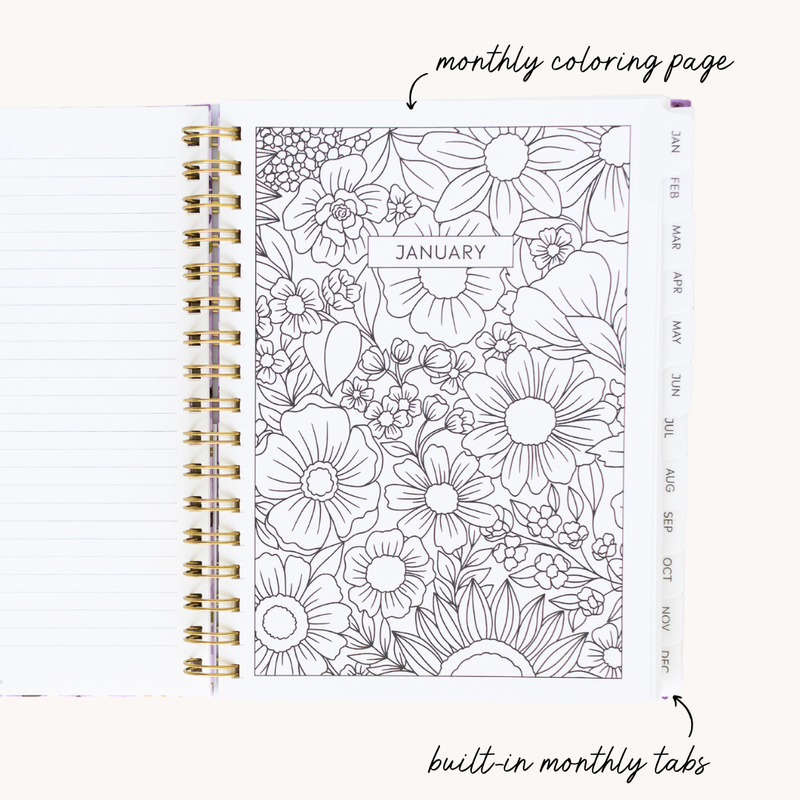 Black Floral 2025 Yearly Planner: 7x9