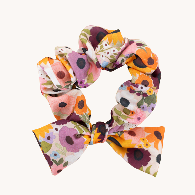 Rainbow Garden Satin Scrunchie