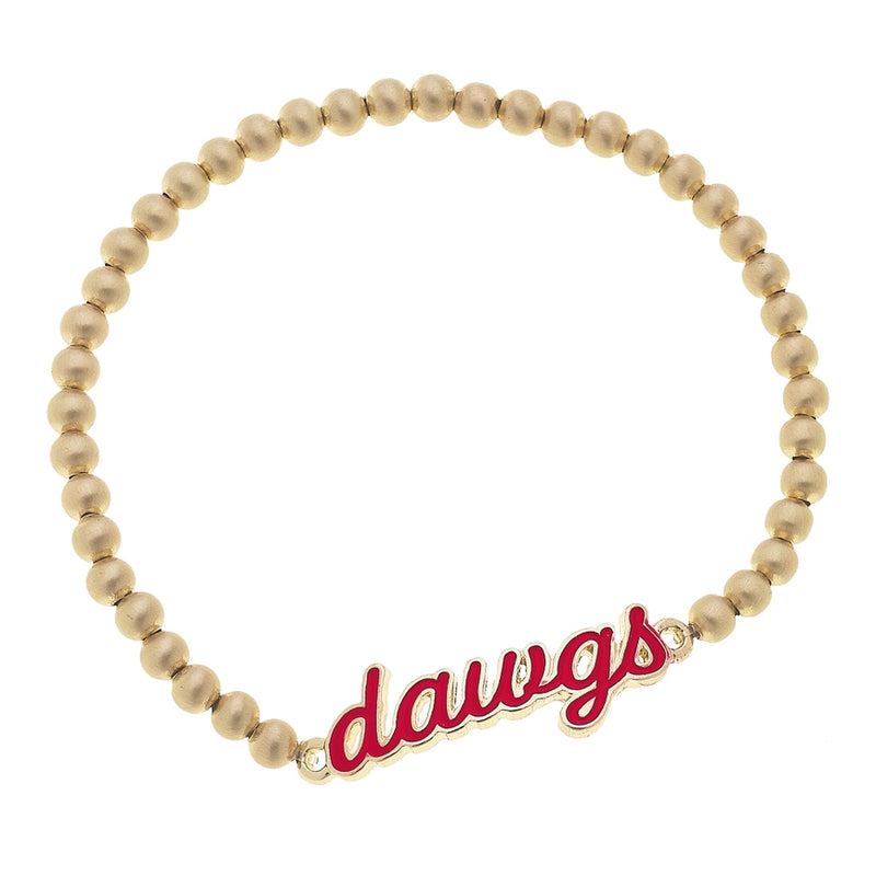 Georgia Bulldogs Enamel Script Stretch Bracelet in Red