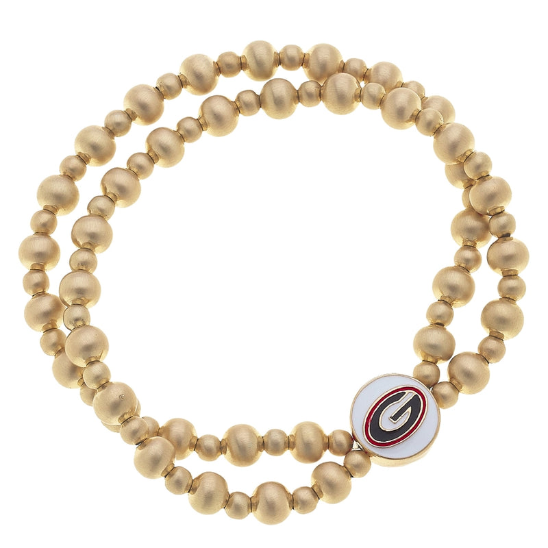 Georgia Bulldogs 2-Row Ball Bead Stretch Bracelet