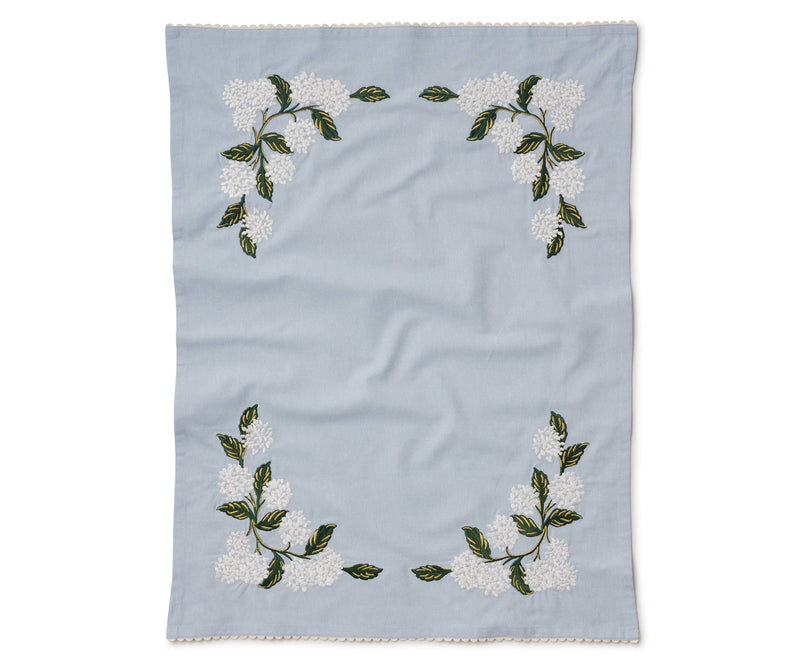 Hydrangea Embroidered Tea Towel