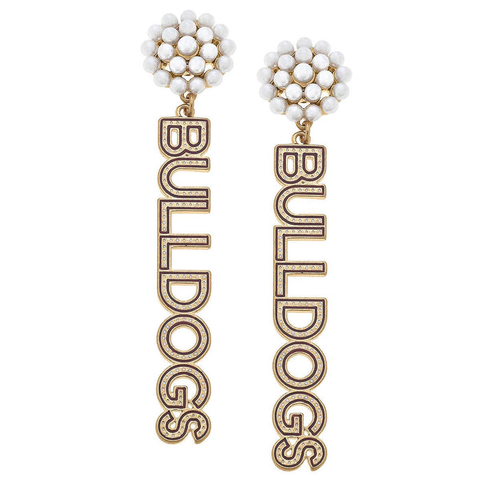 Georgia Bulldogs Dotted Enamel Drop Earrings