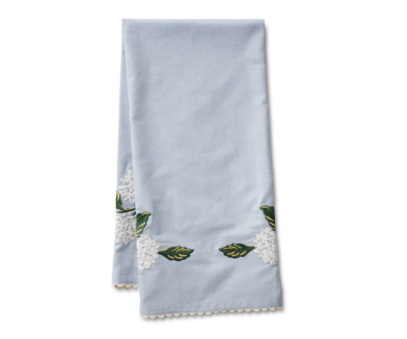 Hydrangea Embroidered Tea Towel