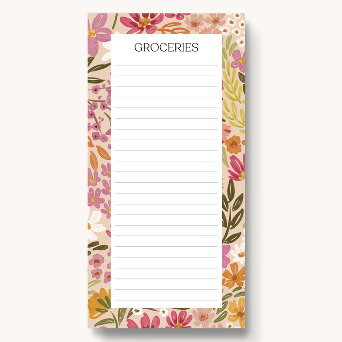 Primrose Petals Magnetic Grocery List Notepad, 8x4"