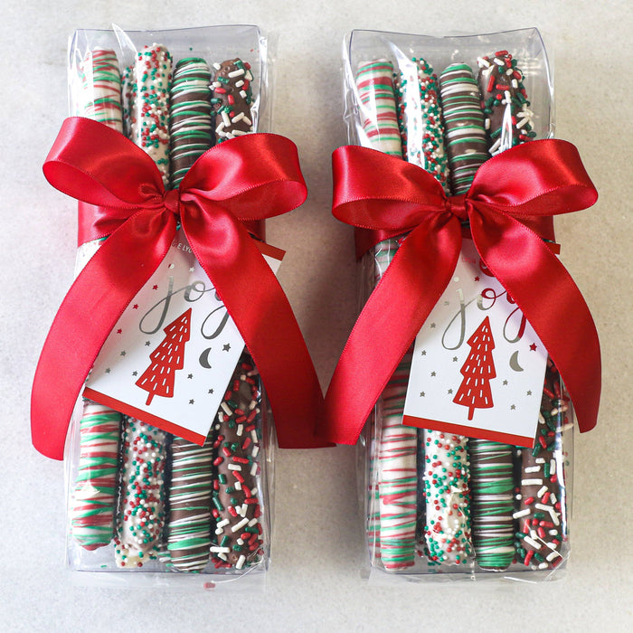 8pc Milk & White Chocolate Covered Holiday Pretzel Rods