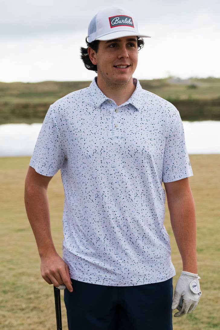 White Speckled- Performance Polo