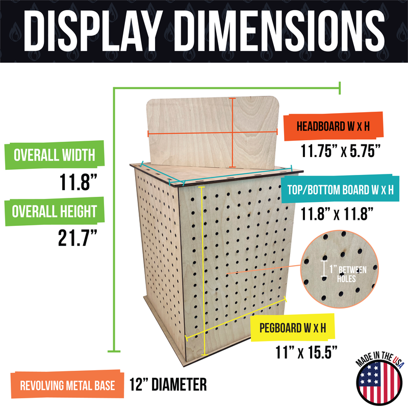 Rotating Pegboard Display: Ebony