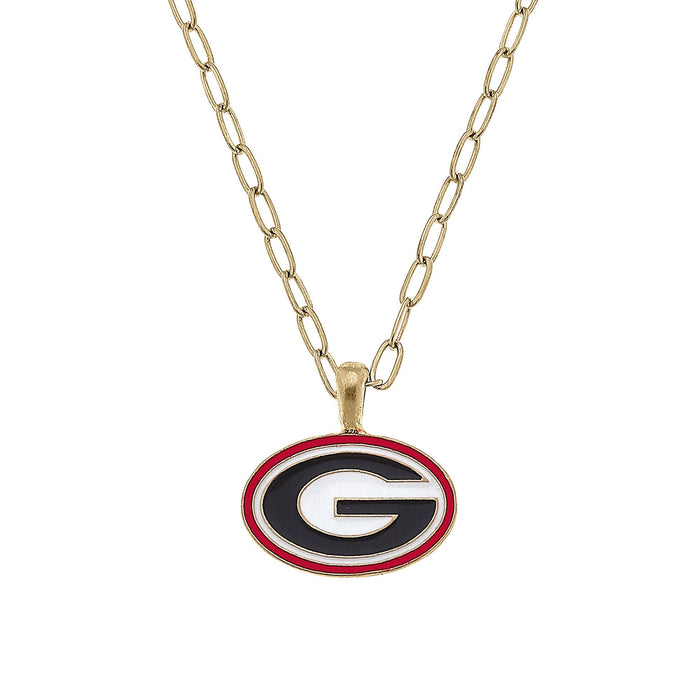 Georgia Bulldogs Enamel Pendant Necklace in Black/Red