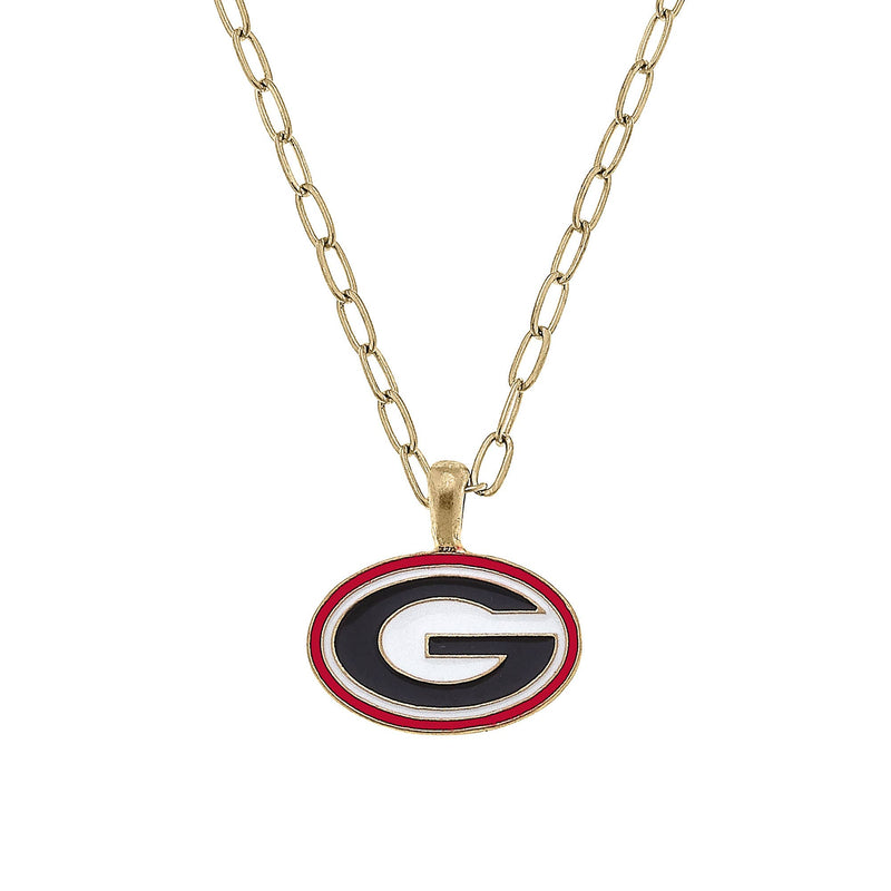 Georgia Bulldogs Enamel Pendant Necklace in Black/Red