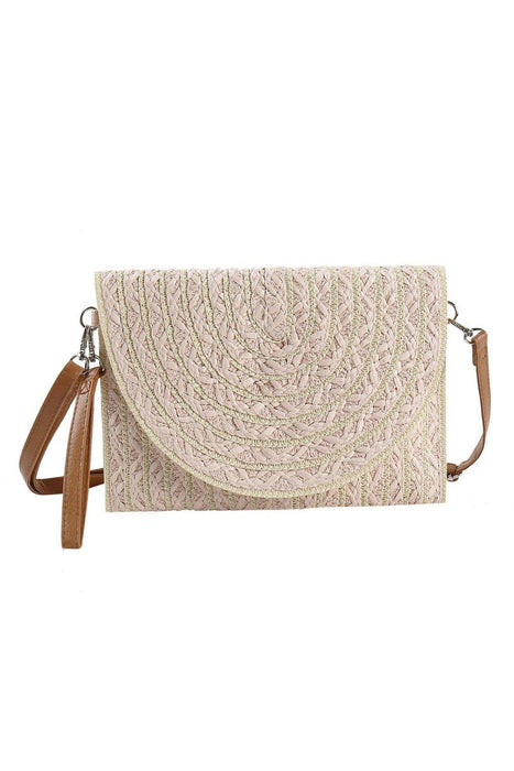 Georgia Striped Straw Crossbody/Clutch: Pink