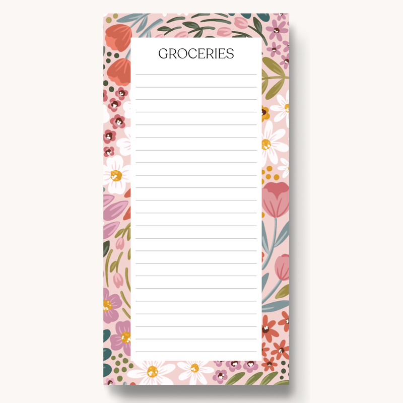 Summer Meadows Magnetic Grocery List Notepad, 8x4"