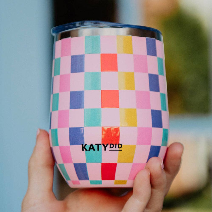 Multicolored Checkered Insulated WINE TUMBLER: Multi Checker