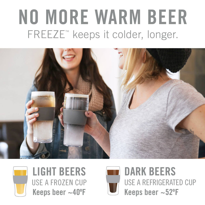 Beer FREEZE™ Cooling Cups w/ Cooling Gel - Black - Set of 2