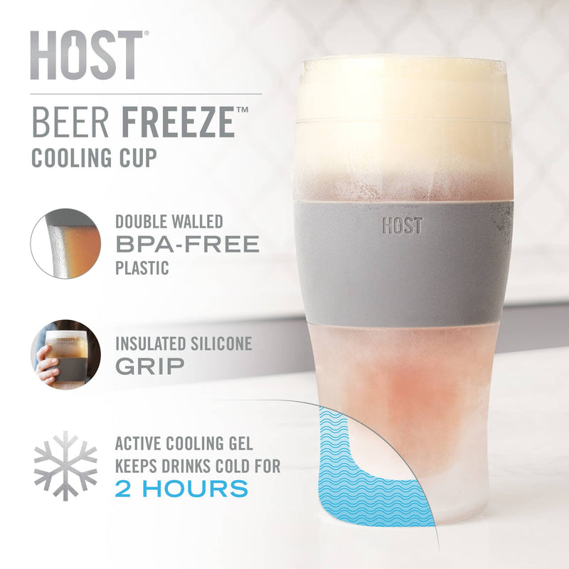 Beer FREEZE™ Cooling Cups w/ Cooling Gel - Black - Set of 2