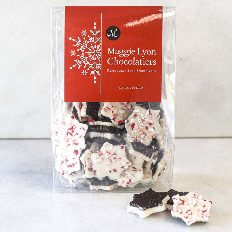 9oz Dark and White Chocolate Peppermint Bark Snowflakes