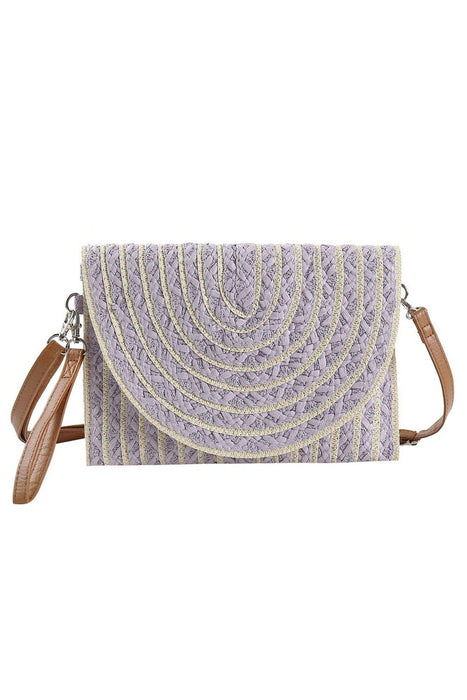 Georgia Striped Straw Crossbody/Clutch: Pink