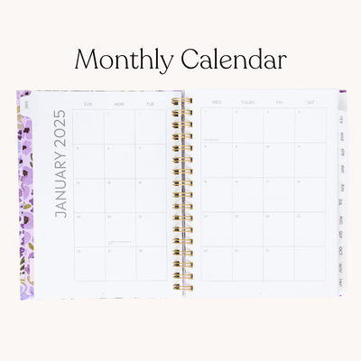 Black Floral 2025 Yearly Planner: 7x9