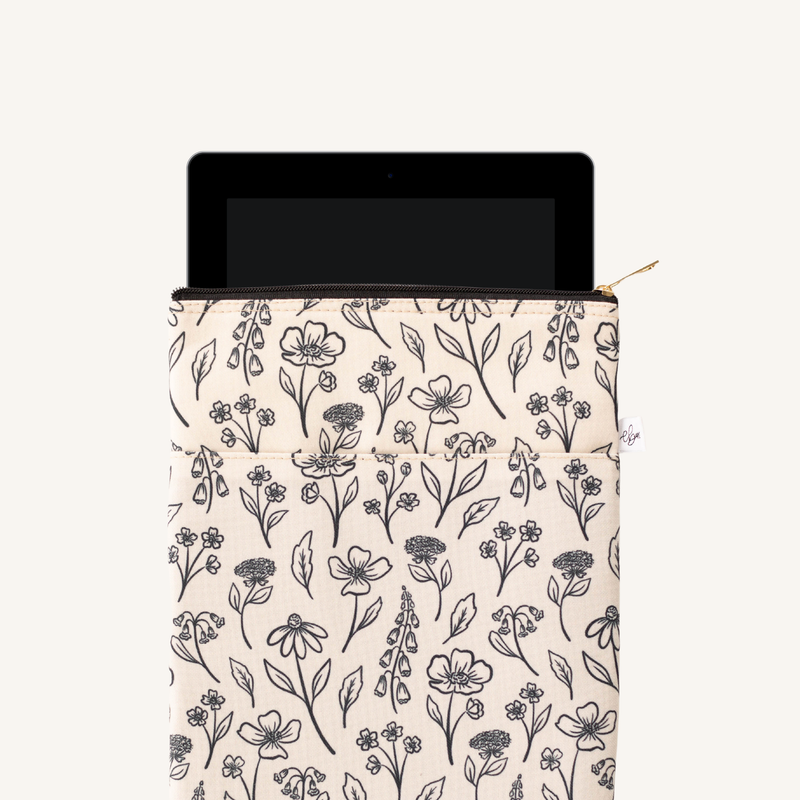 Ivory Pressed Floral Tablet Sleeve