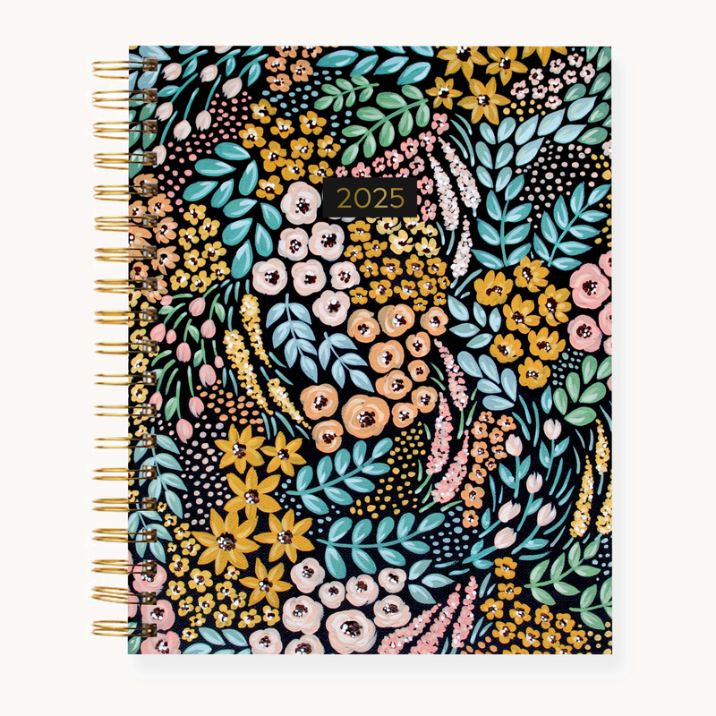 Black Floral 2025 Yearly Planner: 7x9