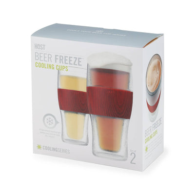 Beer FREEZE™ Cooling Cups w/ Cooling Gel - Wood - Set of 2