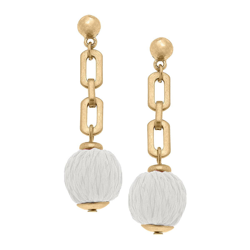 St. Barts Raffia Chain Link Earrings: Natural