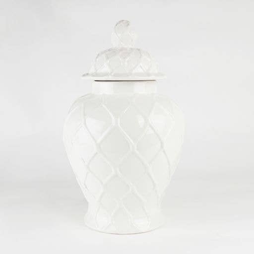 White Textured Ginger Jar - Extra Large