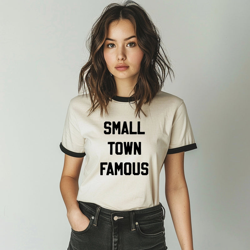 Small Town Famous Ringer Shirt 2XL Small