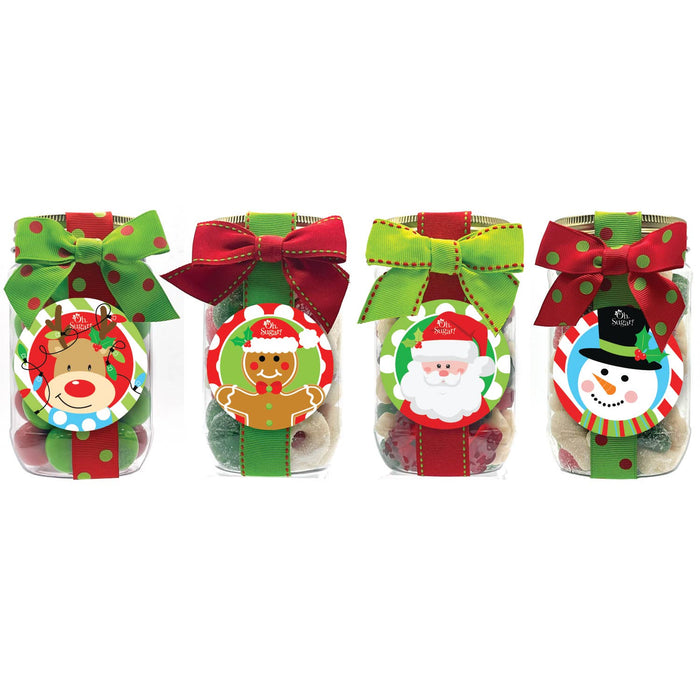 Christmas/ Holiday Candy Plastic Pint Jars ASSORTED