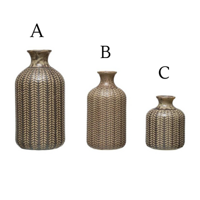 Embossed Stoneware Vases