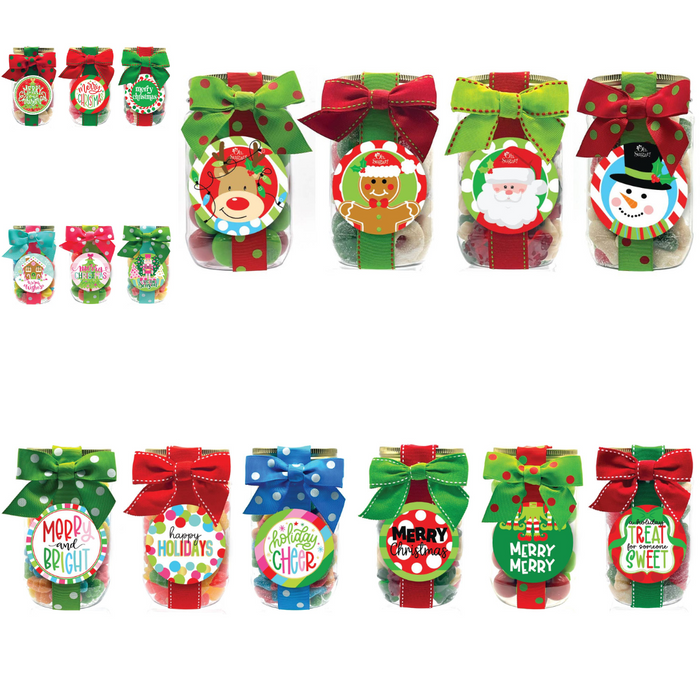 Christmas/ Holiday Candy Plastic Pint Jars ASSORTED