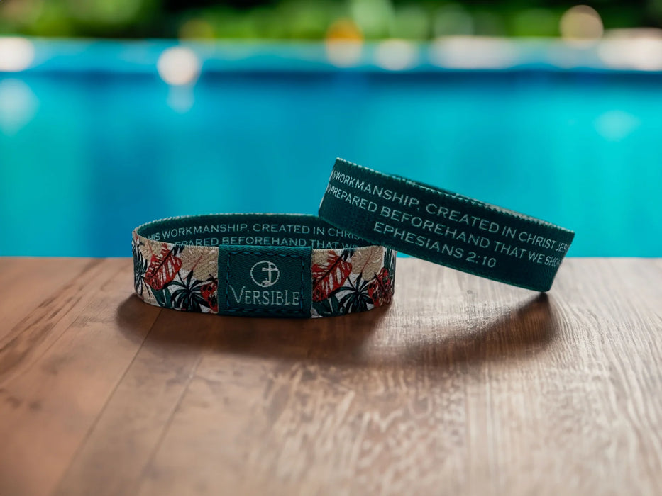 TROPICAL PALMS / EPHESIANS 2:10 WRISTBAND