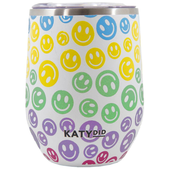 Pastel Happy Face Stainless Steel WINE TUMBLER: Pastel