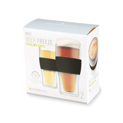 Beer FREEZE™ Cooling Cups w/ Cooling Gel - Black - Set of 2