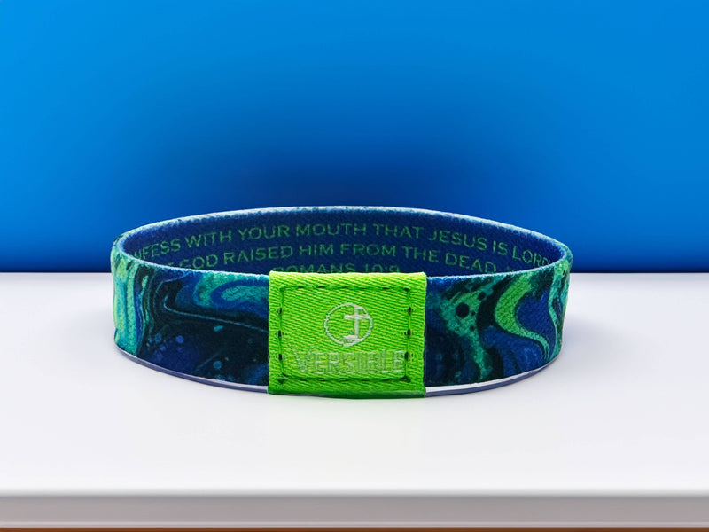 Cosmic Tide / Romans 10:9 Wristband: Large