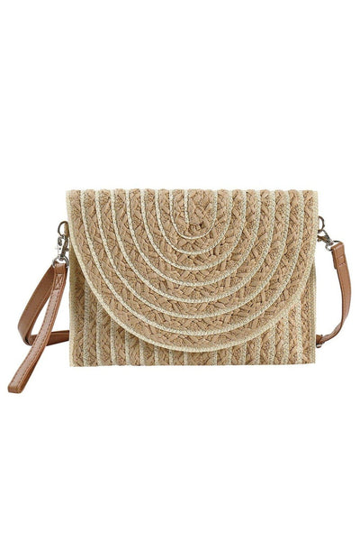 Georgia Striped Straw Crossbody/Clutch: Pink