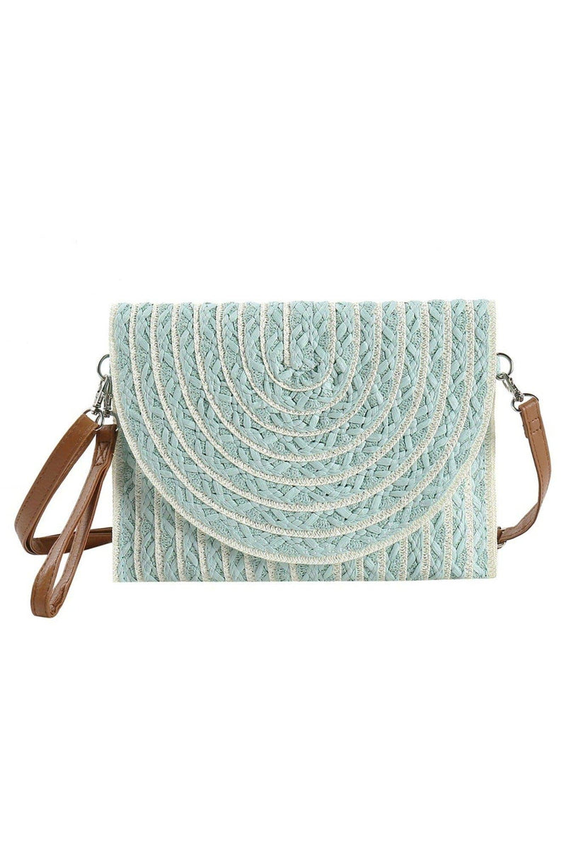 Georgia Striped Straw Crossbody/Clutch: Mint